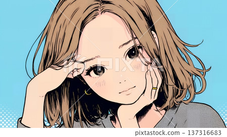 一位表情俏皮、活潑的年輕女子 137316683