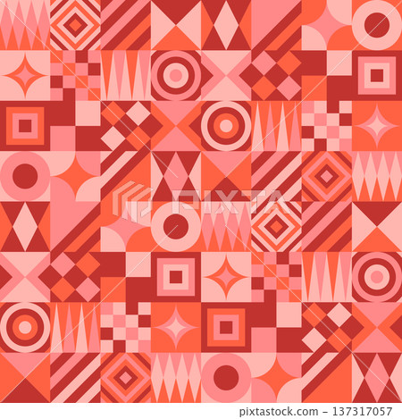 幾何無縫圖案（紅色和粉紅色） 137317057