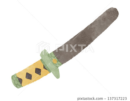 Illustration of a May doll with a sword, watercolor style 137317223