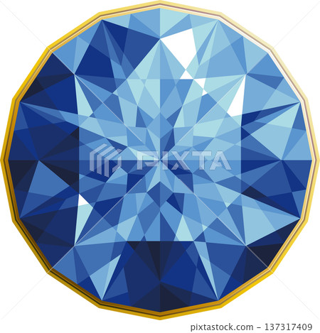 Illustration of a brilliant cut gemstone - blue Illustration of a brilliant cut gemstone - blue 137317409