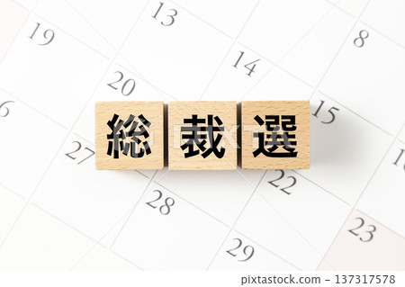 一塊寫著「總統選舉」字樣的方塊和一個日曆 137317578