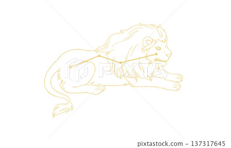 Illustration of Leo Minor (gold-colored picture of a little lion and constellation lines, lines only, no coloring) Illustration of Leo Minor (gold-colored picture of a little lion and constellation lines, lines only, no coloring) 137317645