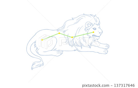 Color illustration of Leo Minor (picture of the little lion and constellation lines) Color illustration of Leo Minor (picture of the little lion and constellation lines) 137317646
