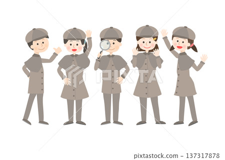 孩子們裝扮成偵探 137317878