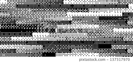 Pixelated bitmap pattern background. Black and white rectangle dither texture. Retro pixel art backdrop. Abstract 8 bit screen pattern. Arcade video game wallpaper. Vector raster effect overlay 137317970
