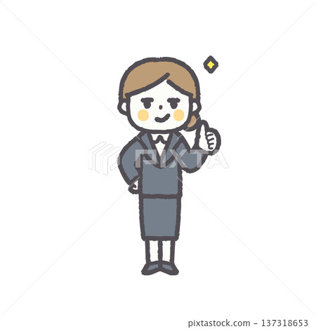 辦公室職業女性，各種面部表情和姿勢 137318653