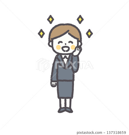 辦公室職業女性，各種面部表情和姿勢 137318659