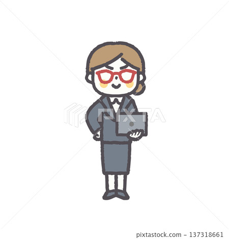 辦公室職業女性，各種面部表情和姿勢 137318661