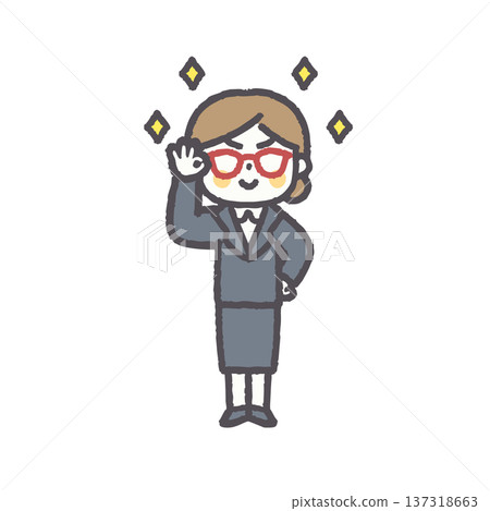 辦公室職業女性，各種面部表情和姿勢 137318663