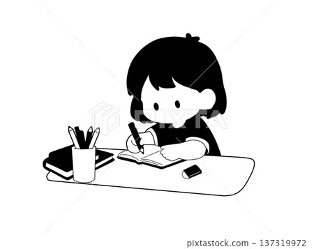 Girl studying (black and white) 137319972