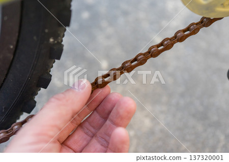Rust on a junior mountain bike chain 137320001