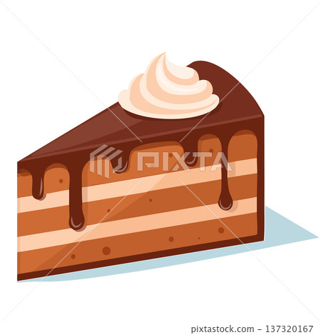 Chocolate cake illustration with three layers of sponge and whipped cream vector 137320167