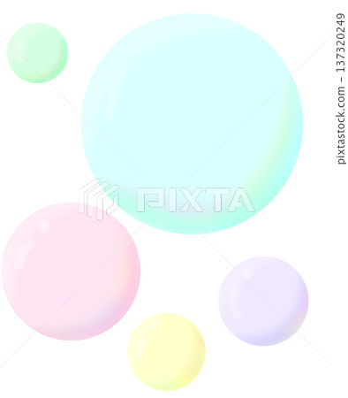 Pastel colored soap bubbles of various sizes 137320249