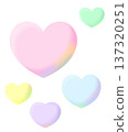 肥皂泡風格的粉彩色心形 137320251