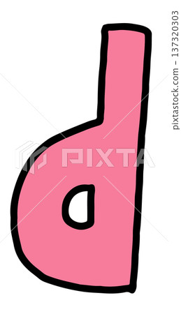Hand writing d lower case alphabet letter for a to z, font, typography, text, message, initials, card, sticker, tattoo, education book, name design, brooch, pin, patch, icon, kid drawing style 137320303