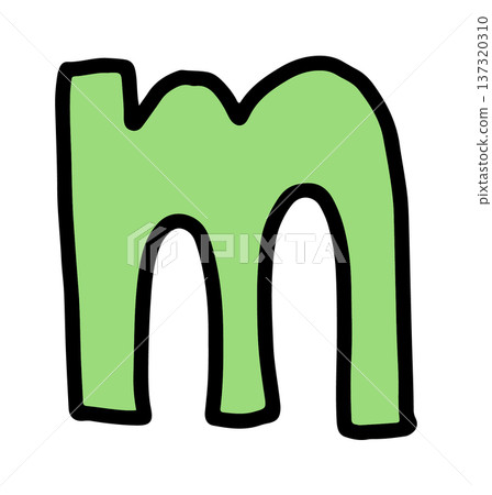 Hand writing m lower case alphabet letter for a to z, font, typography, text, message, initials, card, sticker, tattoo, education book, name design, brooch, pin, patch, icon, kid drawing style 137320310