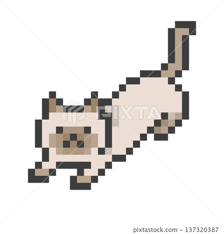 Pixel art stretching ragdoll cat 137320387