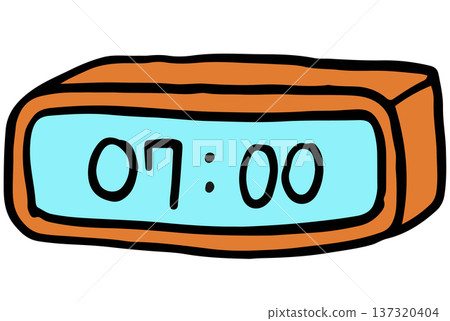 Hand drawn illustration of alarm clock for back to school, wake up call, good morning, bedroom, home, office workers, kids, children, weekdays, sticker, kid drawing style, decorations, sign, symbol Hand drawn illustration of alarm clock for back to school, wake up call, good morning, bedroom, home, office workers, kids, children, weekdays, sticker, kid drawing style, decorations, sign, symbol 137320404