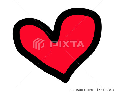 Hand drawn cute Illustration of red heart for Valentine's day, love sign, heart symbol, shirt print, cute patch, sticker, wedding card, brooch, tattoo, pin, fridge magnet, mood, feelings, emoji	 137320505