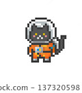 A black cat wearing a pixelated space suit 137320598