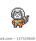 A cat wearing a pixelated space suit 137320600