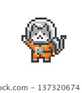 A dotted cat wearing a space suit raising its hand 137320674