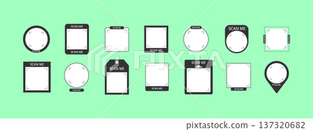 Scan me Frame. Quick payment with phone and click CTA icon or button. Modern design with mobile app and Scanner mockup. Minimalist Vector illustration Scan me Frame. Quick payment with phone and click CTA icon or button. Modern design with mobile app and Scanner mockup. Minimalist Vector illustration 137320682