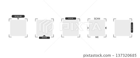 Scan me Frame. App box for mobile buy now with barcode. QR code Scan by phone camera. Payment button and shop identification icon. Minimalist Vector illustration Scan me Frame. App box for mobile buy now with barcode. QR code Scan by phone camera. Payment button and shop identification icon. Minimalist Vector illustration 137320685