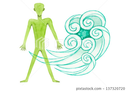 阿育吠陀體質瓦塔風格水彩插圖 阿育吠陀體質瓦塔風格水彩插圖 137320720