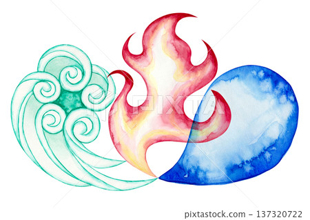 阿育吠陀能量風火水水彩插圖 137320722