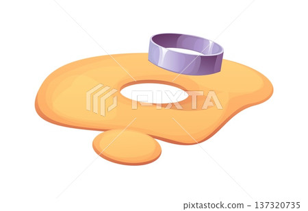 Round metal ring cutting a circle from a soft sheet of dough, showing baking process, shaping and preparation steps. Cartoon vector molding pastry before further cooking or baking cookies on kitchen 137320735