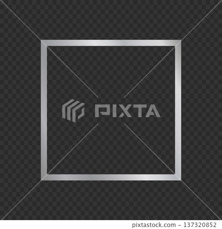 Silver Square Frame on Transparent Background 137320852