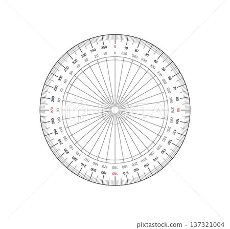 Protractor - Circular Measuring Tool with Degree Markings Protractor - Circular Measuring Tool with Degree Markings 137321004