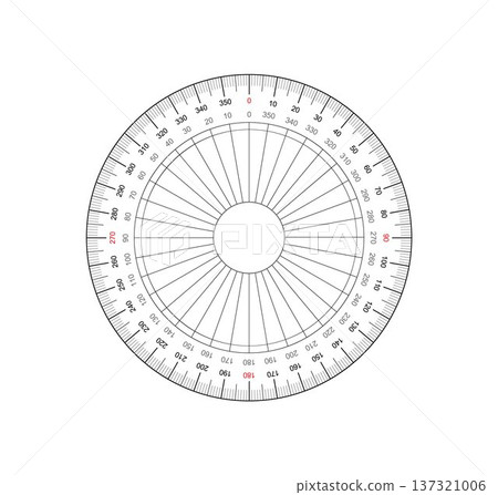 Circular Protractor for Measuring Angles in Degrees Circular Protractor for Measuring Angles in Degrees 137321006