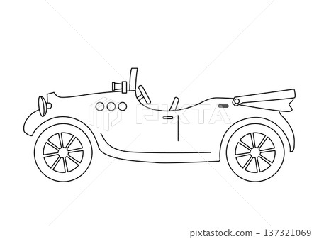 橫向經典車款的簡單線條向量插圖 137321069