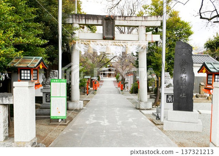 [Zama City: Torii gate and approach to Suzuka Myojin Shrine, the main shrine of Zama] 137321213