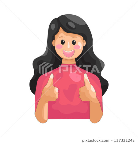 Illustration of woman with a thumbs up  137321242