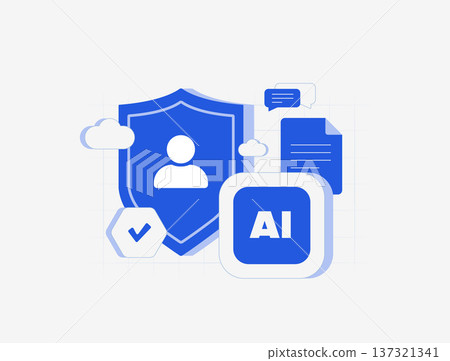 AI data privacy protection, artificial intelligence risk mitigation, personal data governance framework, compliance and security strategy, ethical AI usage policy flat infographic design illustration 137321341