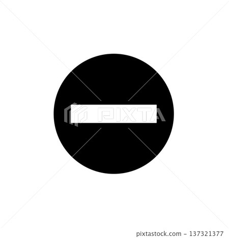 No Entry Sign. Black Circle with White Horizontal Bar Prohibition No Entry Sign. Black Circle with White Horizontal Bar Prohibition 137321377