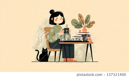 A sophisticated and refreshing colored pencil illustration 137321400