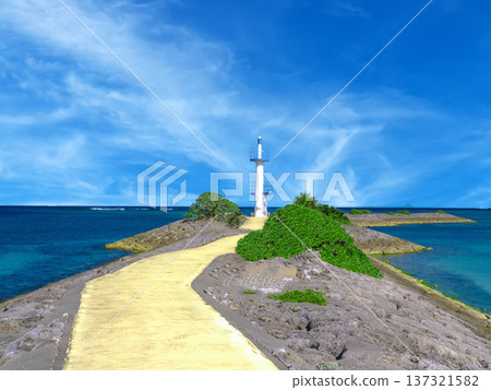 A lighthouse with a view of the sea A lighthouse with a view of the sea 137321582