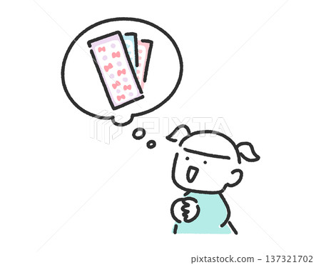 微笑的女孩在思考貼紙 對話框 貼紙活動 137321702