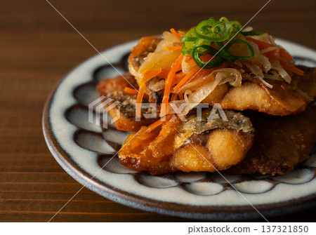 Deep-fried mackerel with Nanban dressing Deep-fried mackerel with Nanban dressing 137321850
