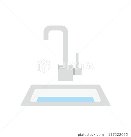 Simple sink flat illustration with faucet (no water) Simple sink flat illustration with faucet (no water) 137322055