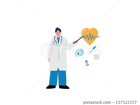 Illustration of a male doctor giving an explanation Illustration of a male doctor giving an explanation 137322157