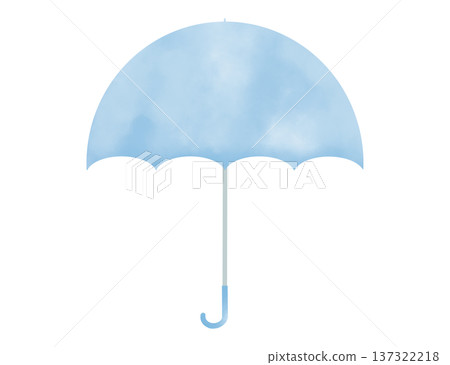 柔和的藍色水彩雨傘，簡單的天氣插圖 137322218