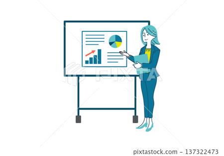 Illustration of a woman giving a presentation Illustration of a woman giving a presentation 137322473