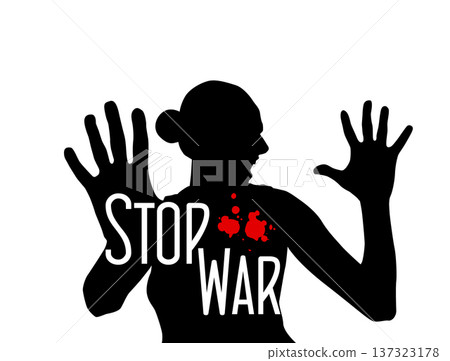 Stop War. Silhouette of a woman. Stop the war between Israel and Iran. Hand drawn. Not AI, vector illustration Stop War. Silhouette of a woman. Stop the war between Israel and Iran. Hand drawn. Not AI, vector illustration 137323178
