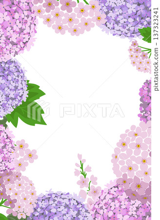 Hydrangea flower frame. Hand drawn. Not AI, vector illustration. Hydrangea flower frame. Hand drawn. Not AI, vector illustration. 137323241
