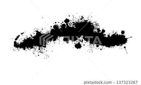 Black blot isolated on white background. Hand drawn. Not AI, vector illustration. 137323267